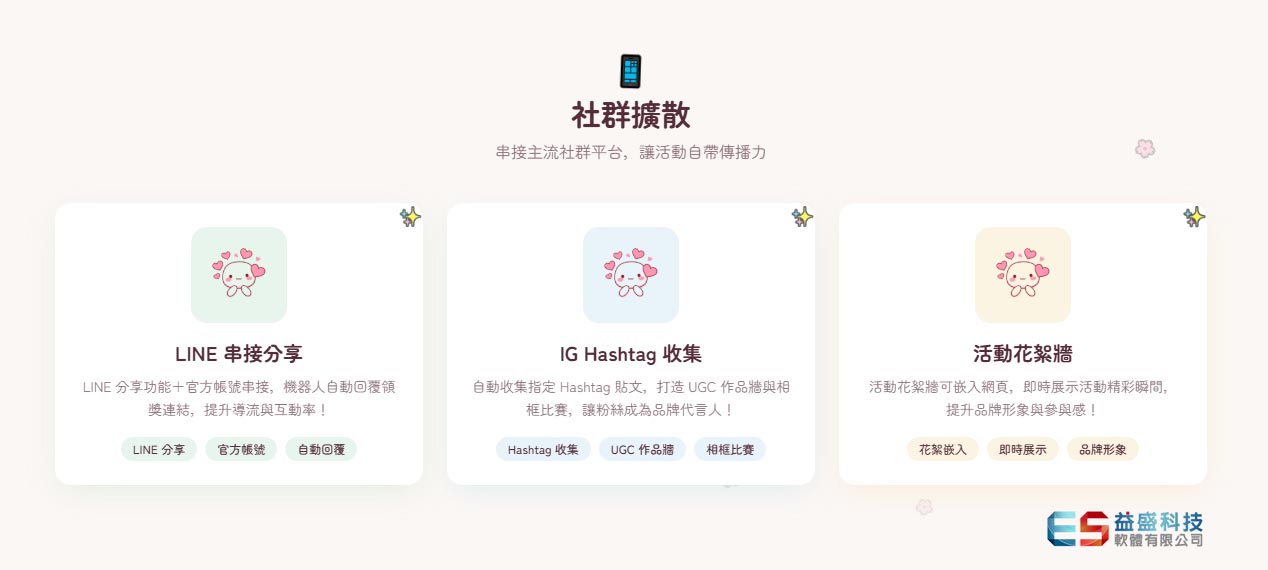 商圈網站社群擴散設計 - LINE 串接與 IG Hashtag 活動牆