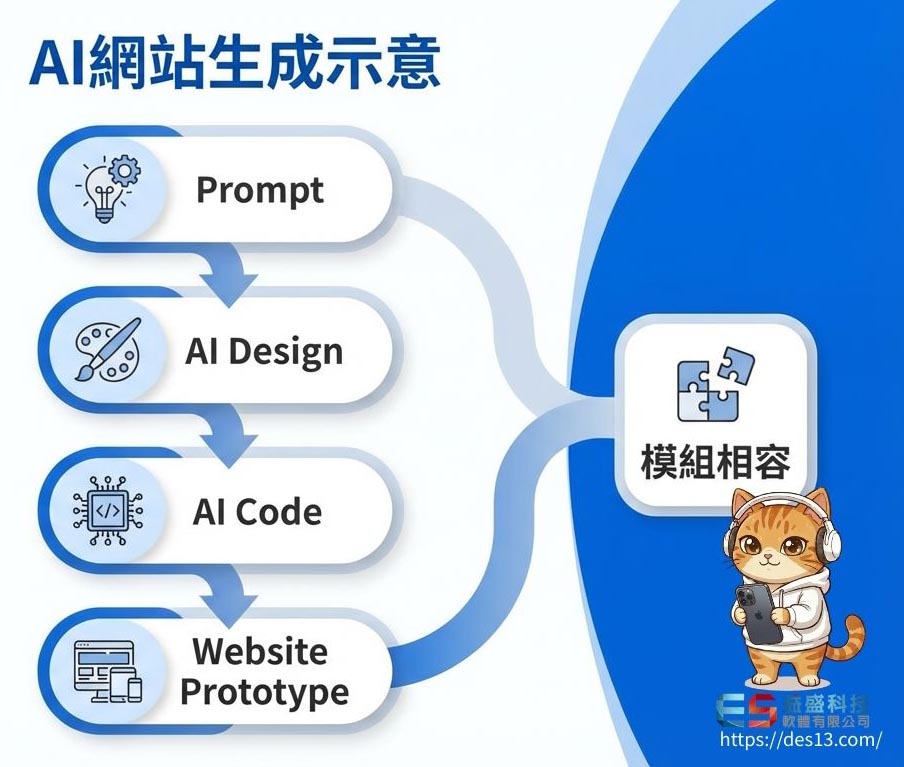 AI 網站生成示意